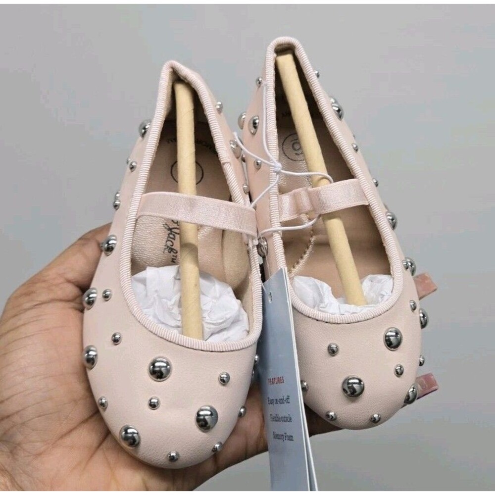 Cat & Jack Toddler Heather Stud Ballet Flat Slip On Comfort Shoes Pink Size 6